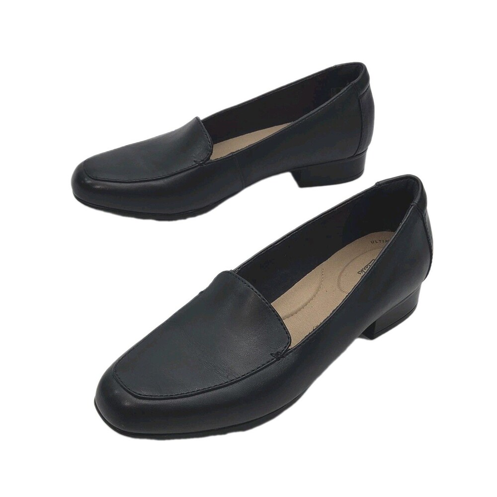 Collection By Clarks Shoe Navy Blue Slip-On Loafer Women Sz 8 Low 1" Heel